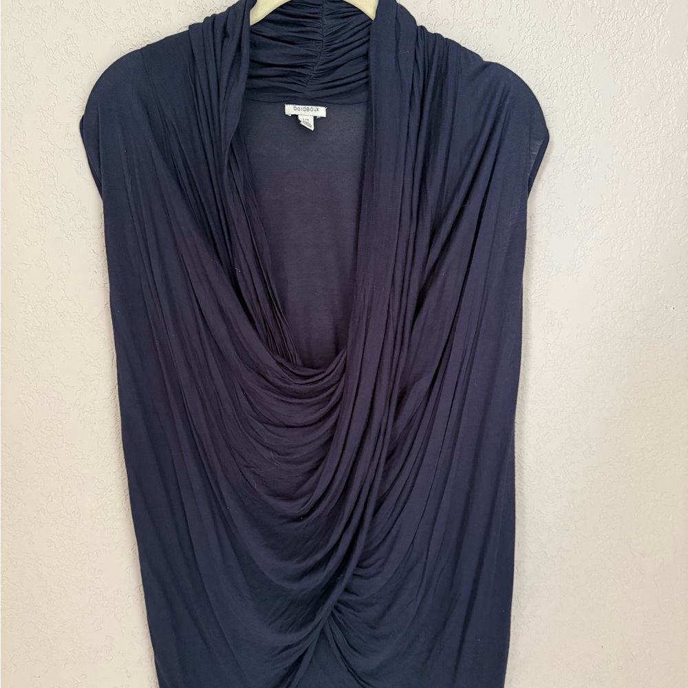 Bordeaux drape top in blue from Anthropologie